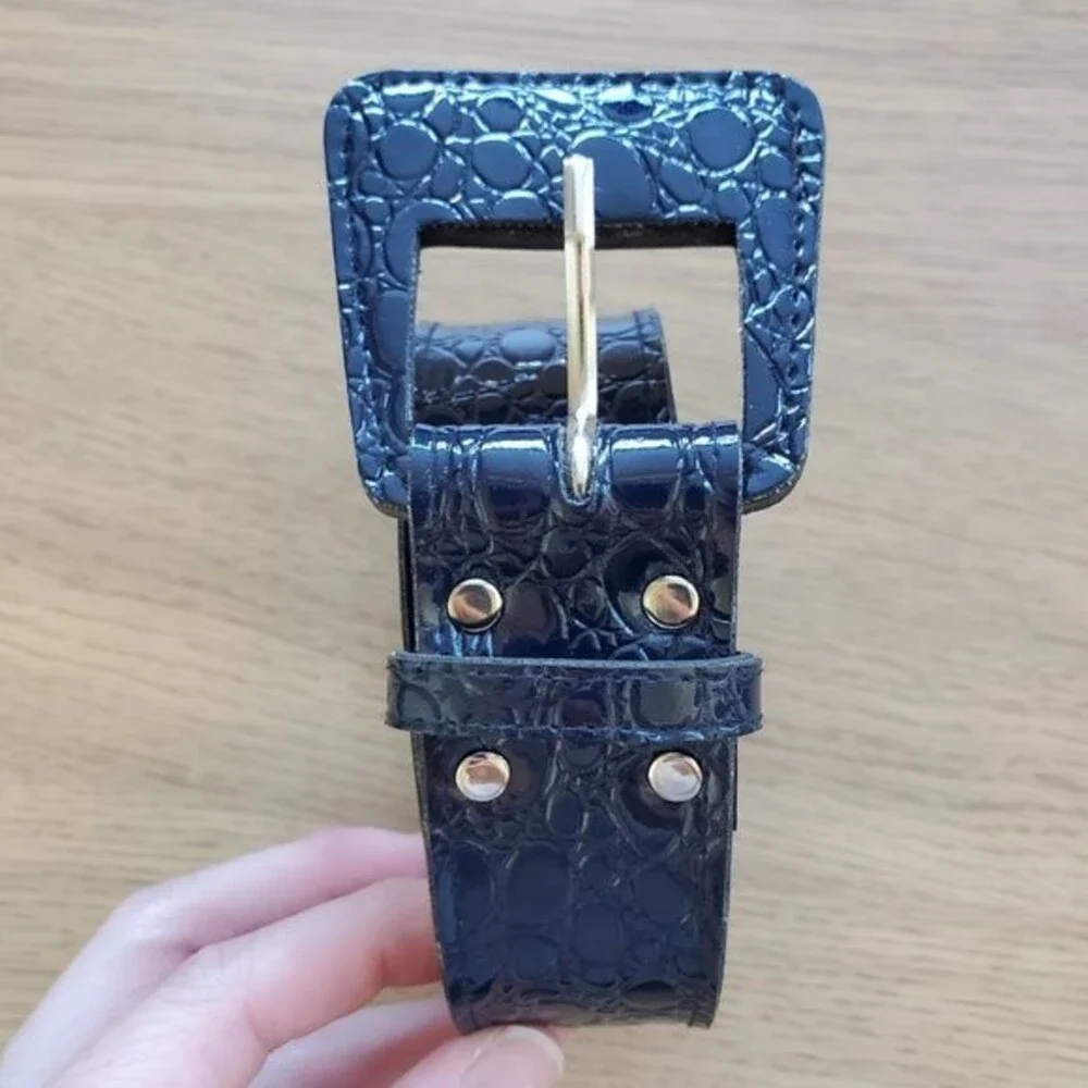 Vintage 80's Navy Vinyl Belt